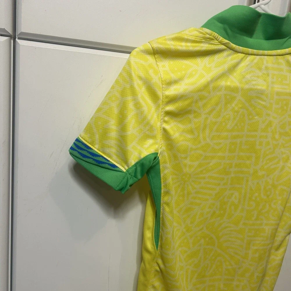 Nike Brasil Soccer Jersey Kids Youth Medium Yellow Green FJ4409-706 CBF Brazil